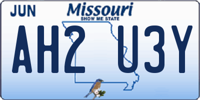 MO license plate AH2U3Y