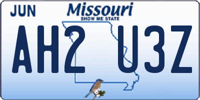 MO license plate AH2U3Z