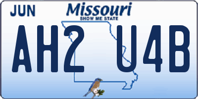 MO license plate AH2U4B