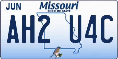 MO license plate AH2U4C