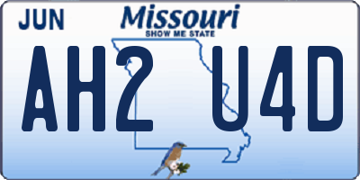 MO license plate AH2U4D
