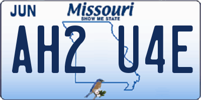 MO license plate AH2U4E