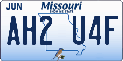 MO license plate AH2U4F