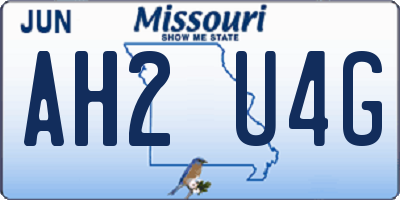 MO license plate AH2U4G