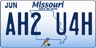 MO license plate AH2U4H