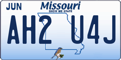 MO license plate AH2U4J