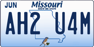 MO license plate AH2U4M