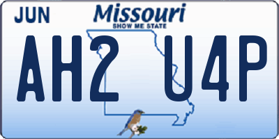 MO license plate AH2U4P