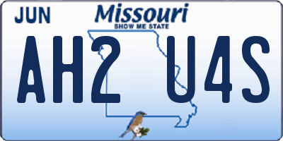 MO license plate AH2U4S