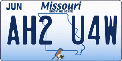 MO license plate AH2U4W