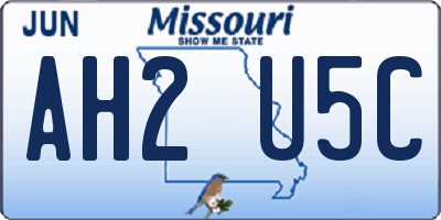 MO license plate AH2U5C