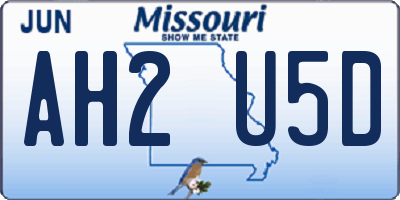 MO license plate AH2U5D