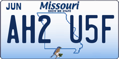 MO license plate AH2U5F