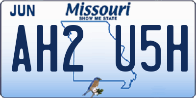 MO license plate AH2U5H