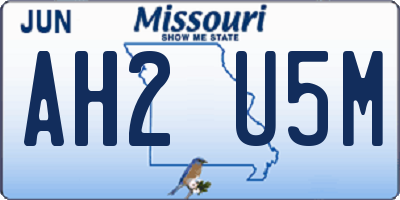 MO license plate AH2U5M