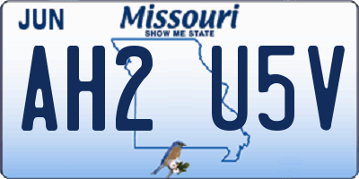 MO license plate AH2U5V