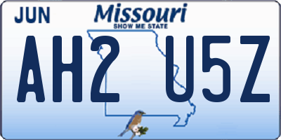 MO license plate AH2U5Z