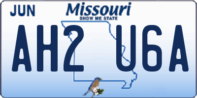MO license plate AH2U6A