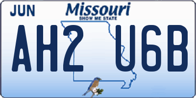 MO license plate AH2U6B