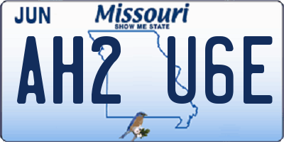 MO license plate AH2U6E