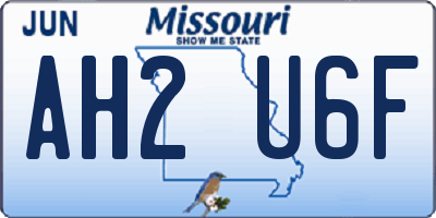MO license plate AH2U6F