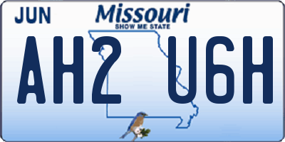 MO license plate AH2U6H