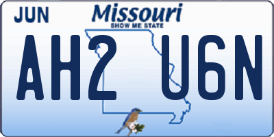 MO license plate AH2U6N