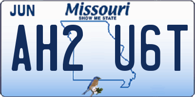 MO license plate AH2U6T