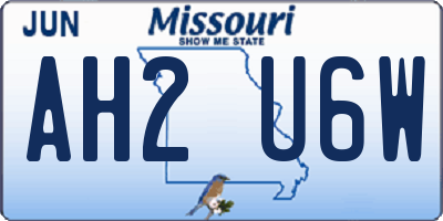 MO license plate AH2U6W
