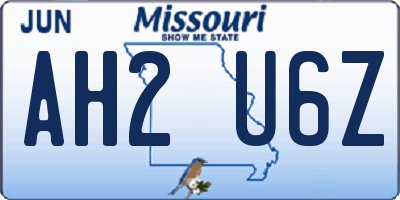 MO license plate AH2U6Z