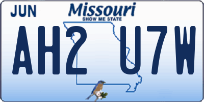 MO license plate AH2U7W