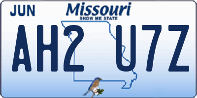 MO license plate AH2U7Z