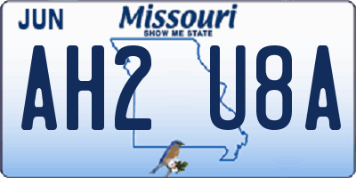 MO license plate AH2U8A