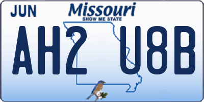 MO license plate AH2U8B