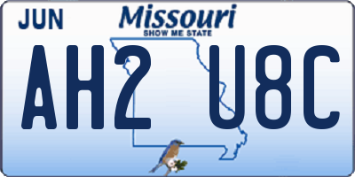 MO license plate AH2U8C