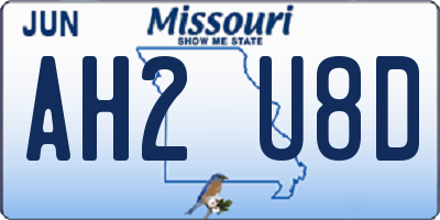 MO license plate AH2U8D