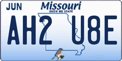MO license plate AH2U8E