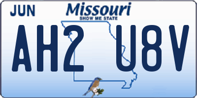 MO license plate AH2U8V