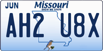 MO license plate AH2U8X