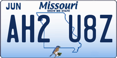 MO license plate AH2U8Z