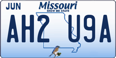 MO license plate AH2U9A