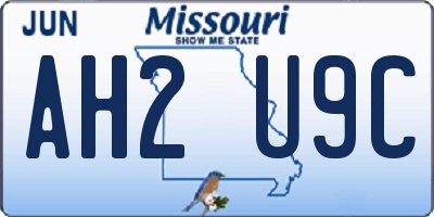 MO license plate AH2U9C