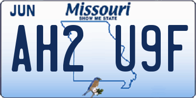 MO license plate AH2U9F