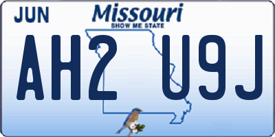 MO license plate AH2U9J