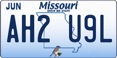 MO license plate AH2U9L