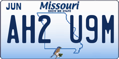 MO license plate AH2U9M