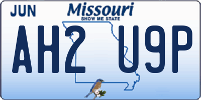 MO license plate AH2U9P