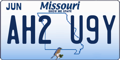 MO license plate AH2U9Y