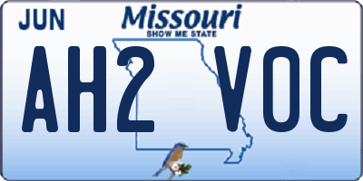 MO license plate AH2V0C