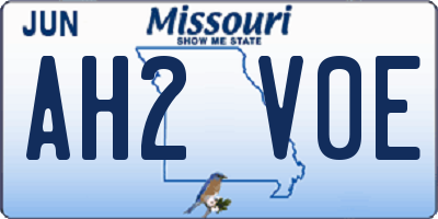 MO license plate AH2V0E